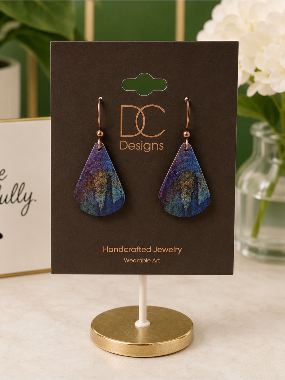 DC Designs Handcrafted Blue Purple Teardrop Earrings
